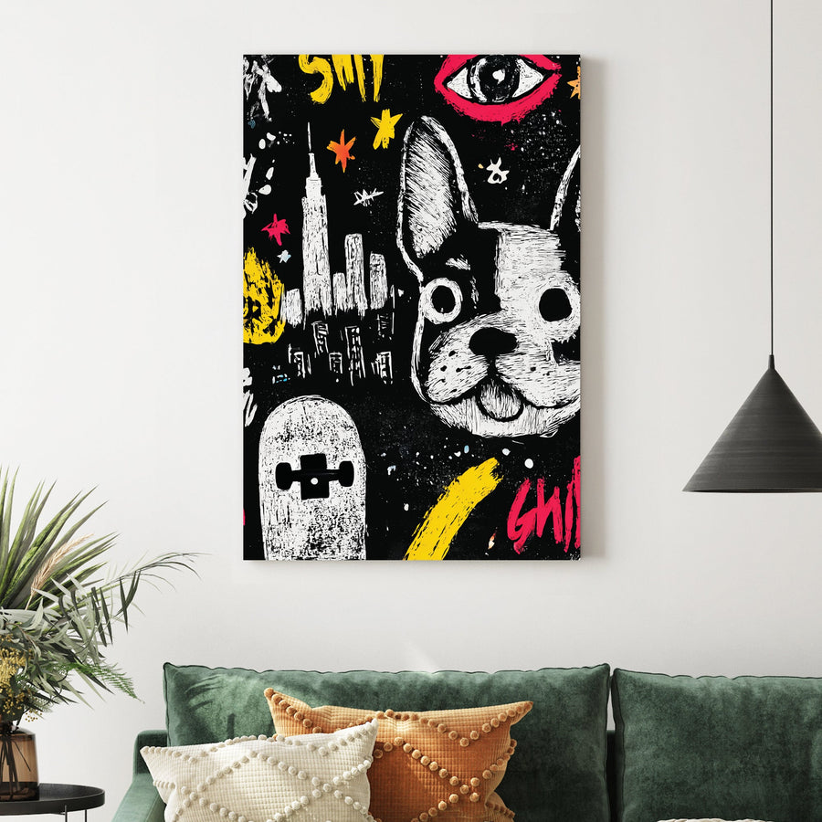 graffiti style french bulldog wall art