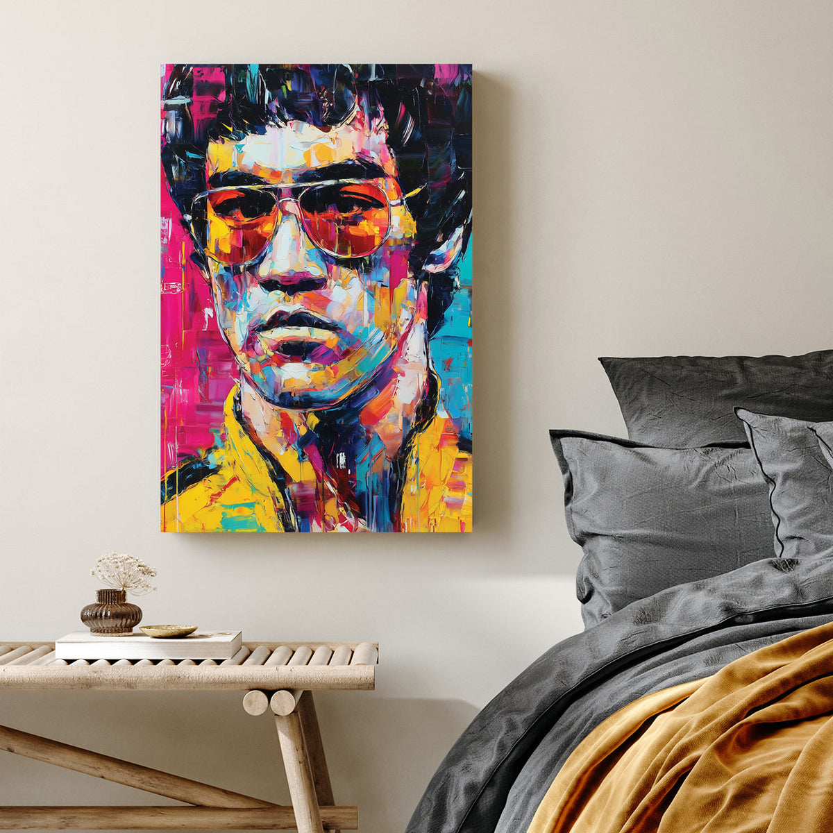colourful bruce lee portrait wall art