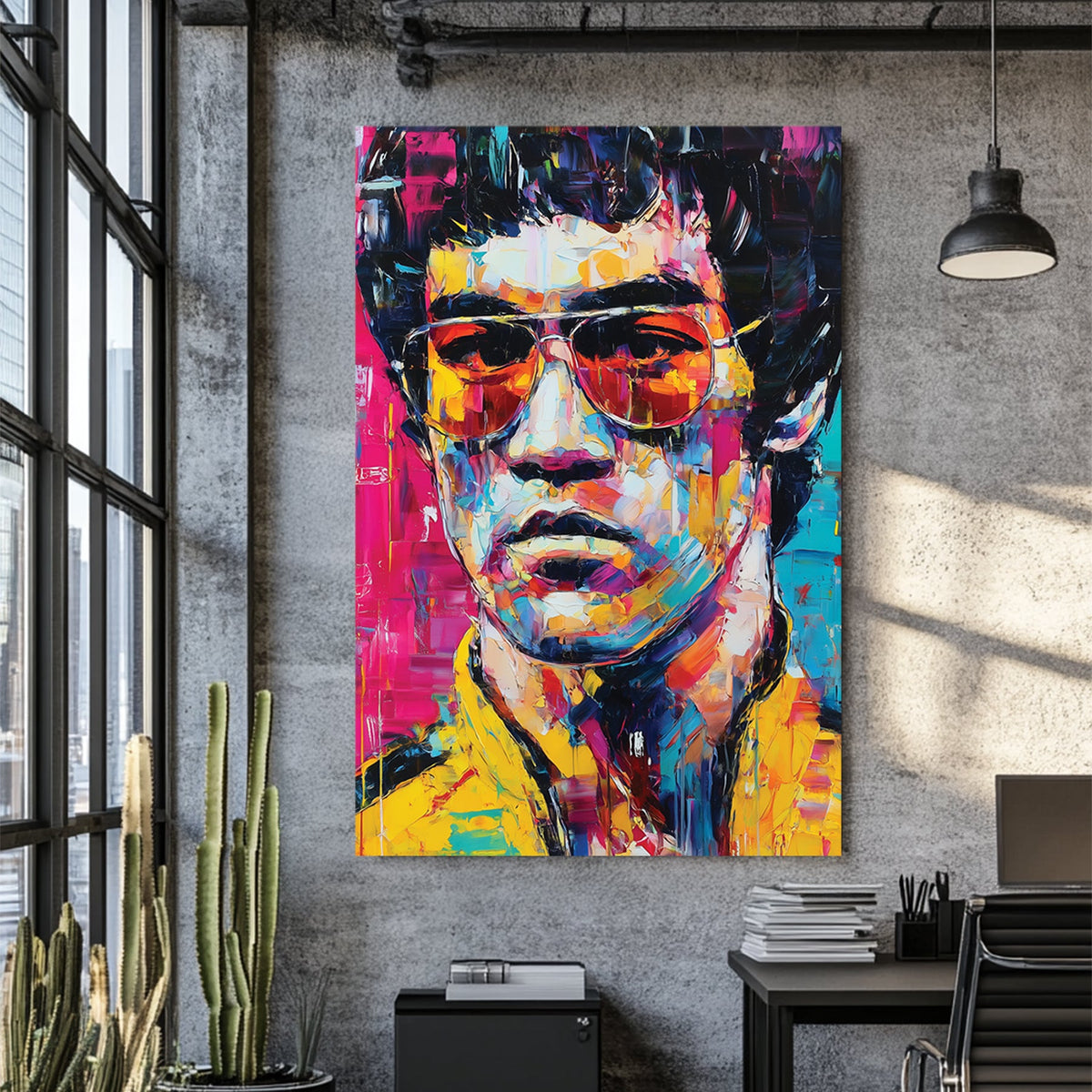 colourful bruce lee portrait wall art