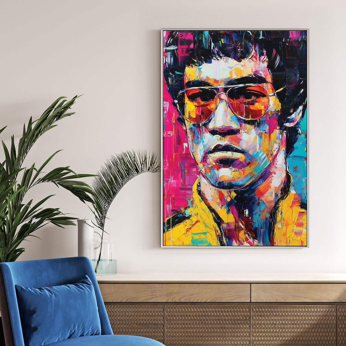 colourful bruce lee portrait wall art