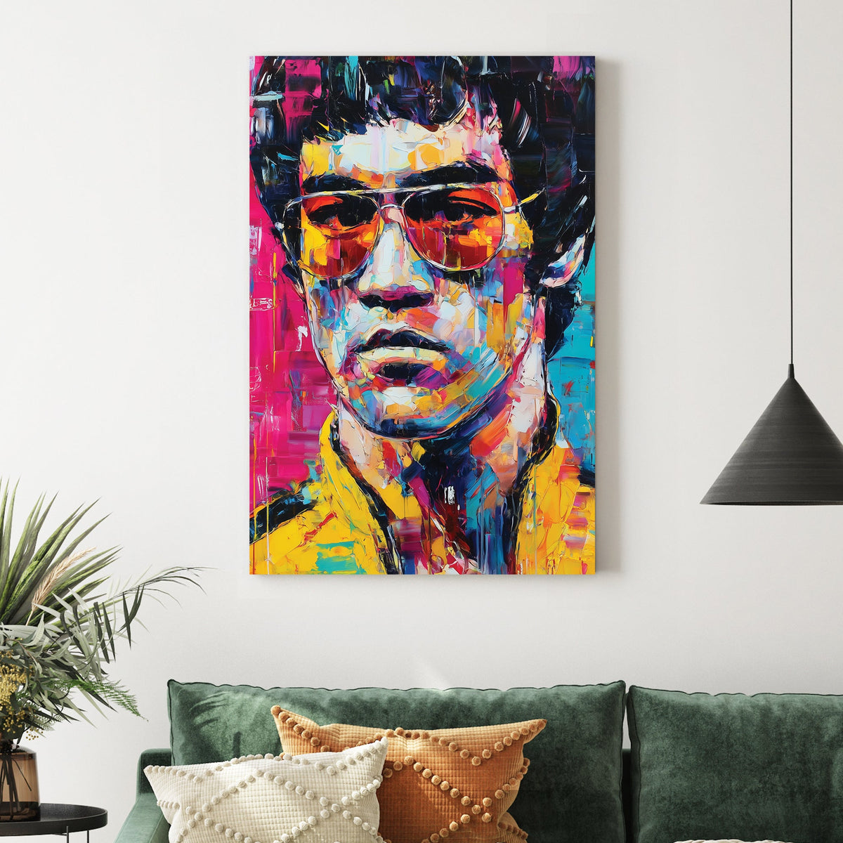 colourful bruce lee portrait wall art