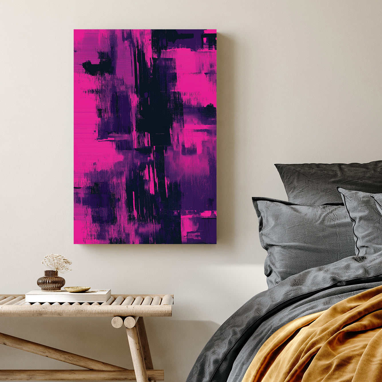 magenta and violet abstract wall art