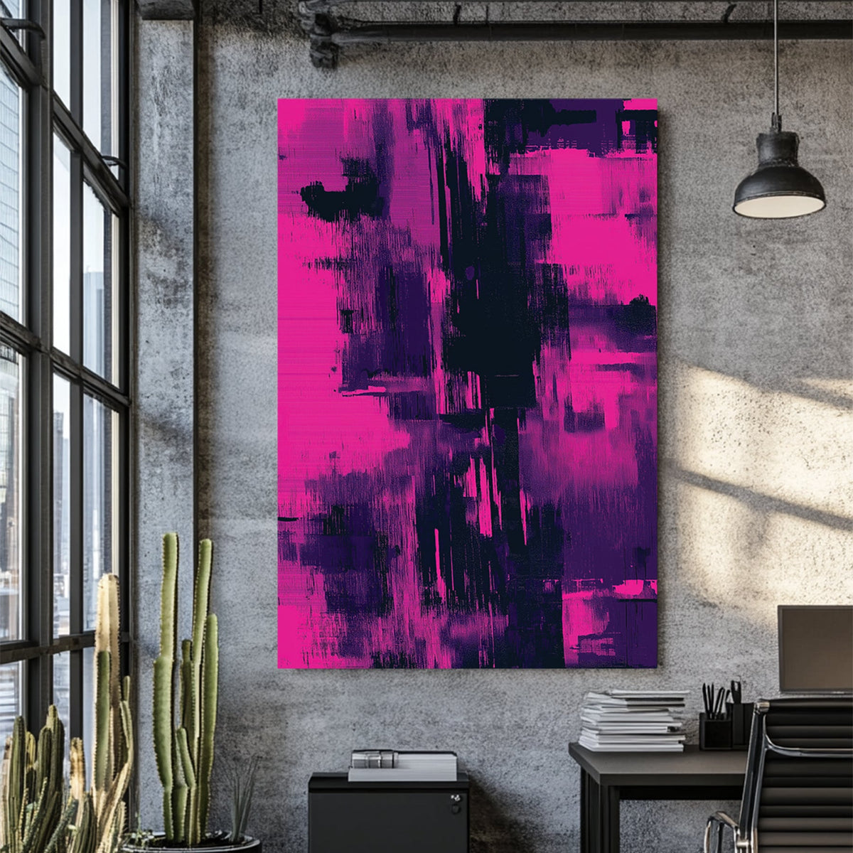 magenta and violet abstract wall art