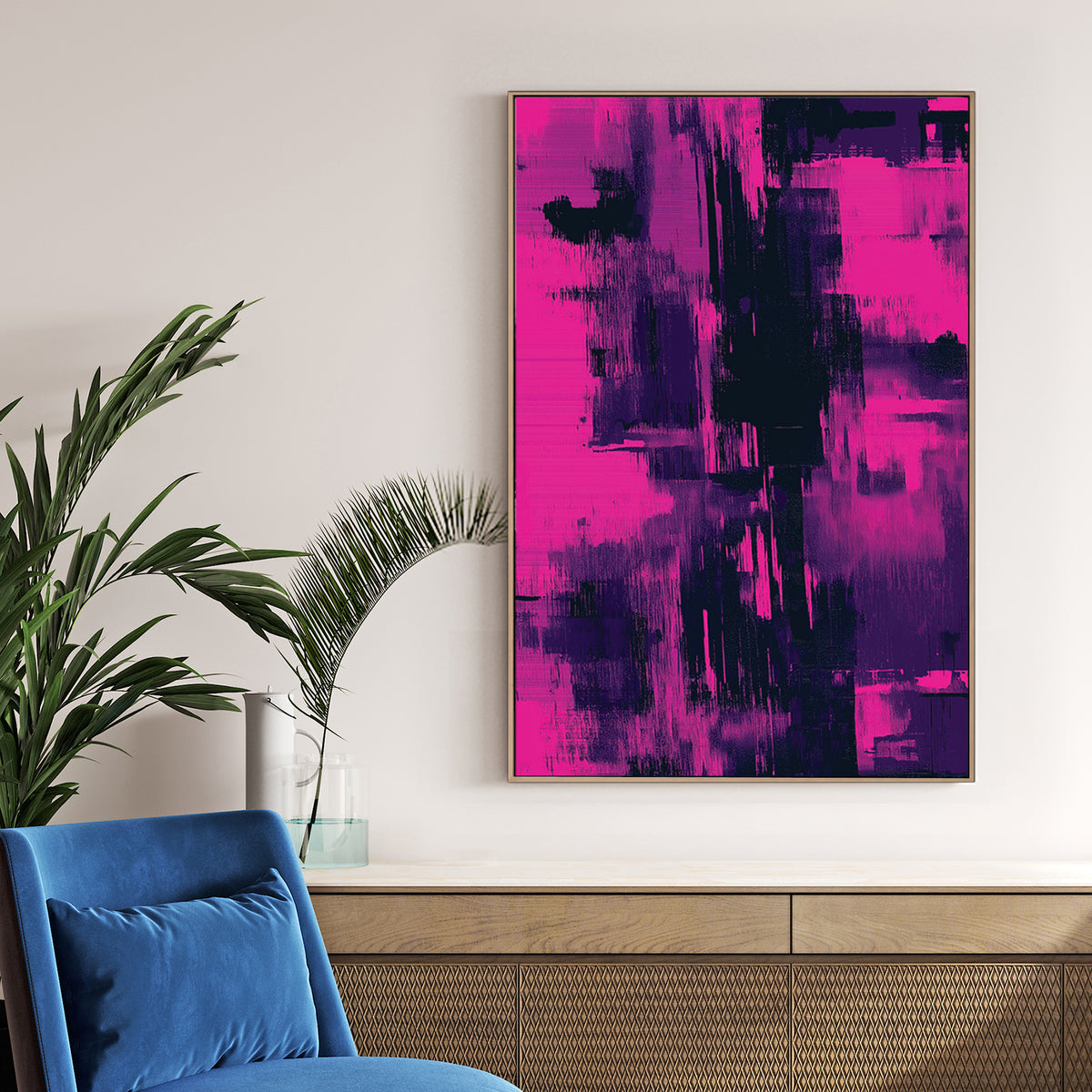 magenta and violet abstract wall art