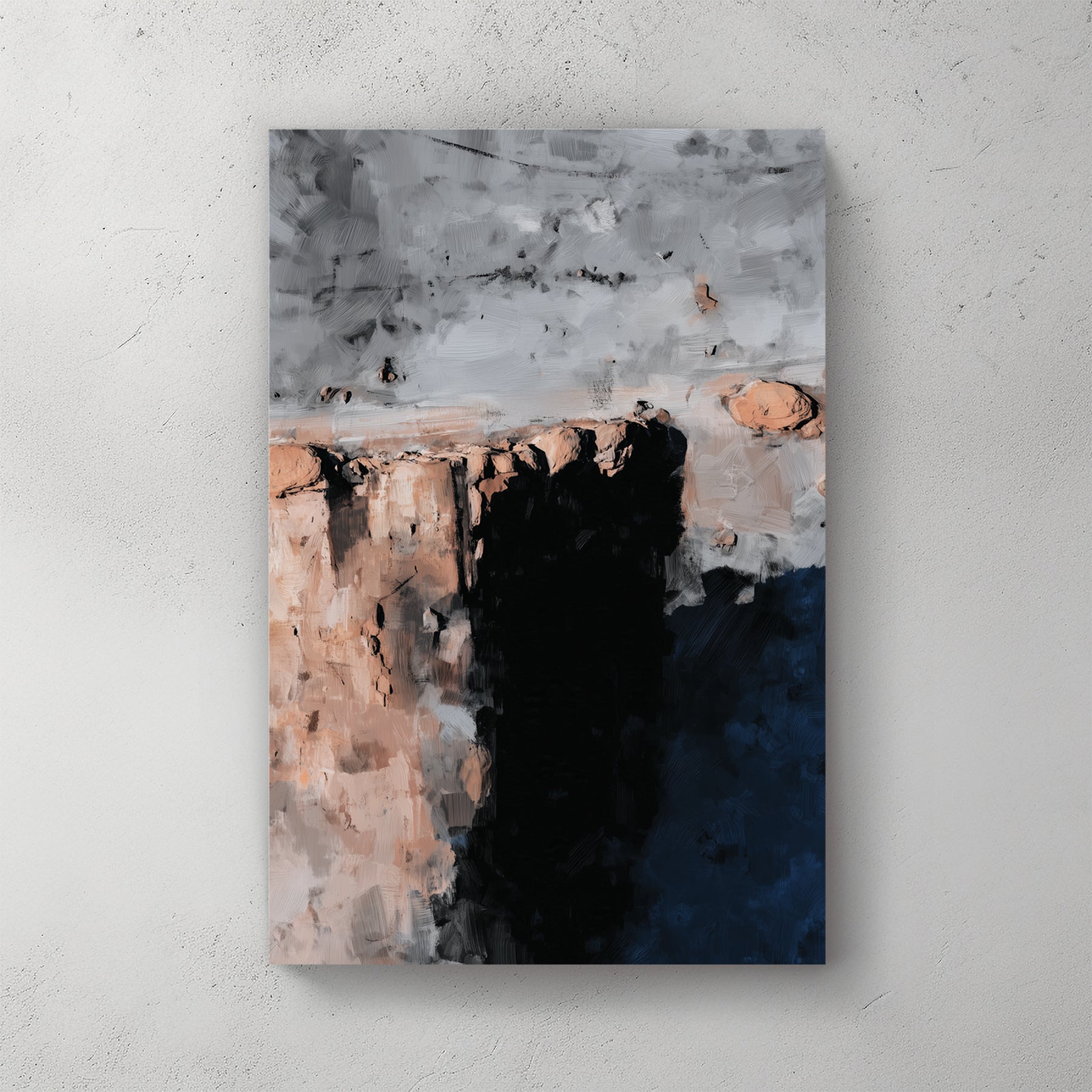 minimal canyon abstract wall art in grey and earth tones