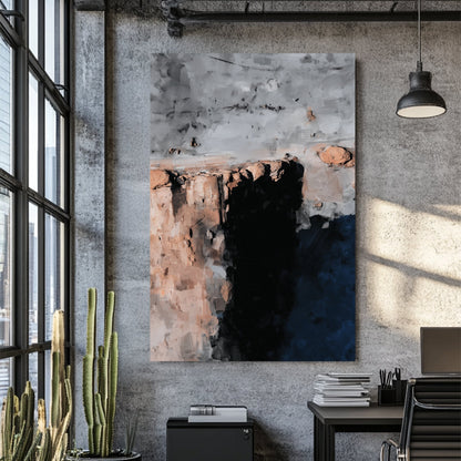 minimal canyon abstract wall art in grey and earth tones