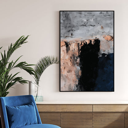 minimal canyon abstract wall art in grey and earth tones