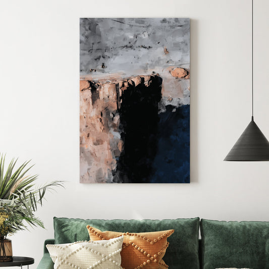 minimal canyon abstract wall art in grey and earth tones