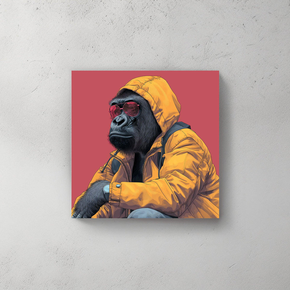 Yellow Gorilla #305 Canvas Wall Art & Metal Prints
