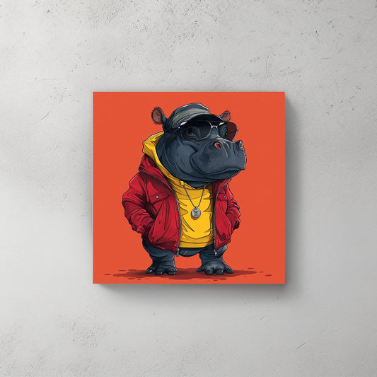 Hippo Yellow #306 Canvas Wall Art & Metal Prints