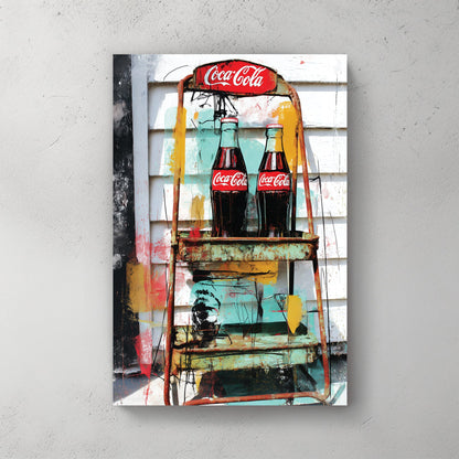 vintage coca cola bottles pop art with colourful graffiti textures