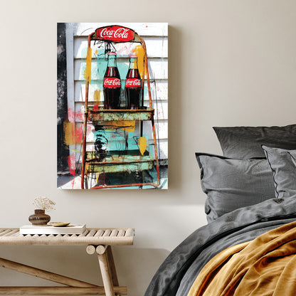 vintage coca cola bottles pop art with colourful graffiti textures