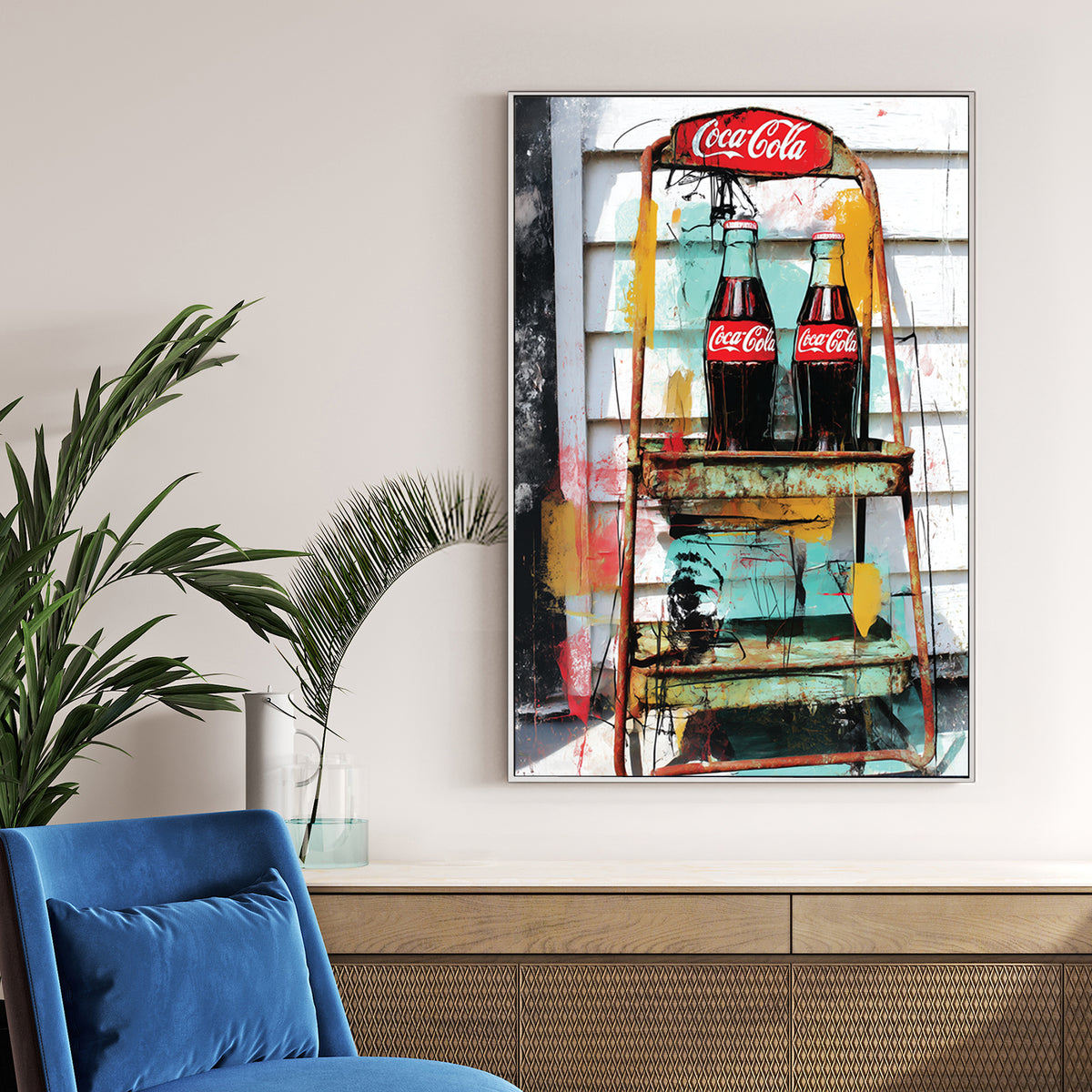 vintage coca cola bottles pop art with colourful graffiti textures