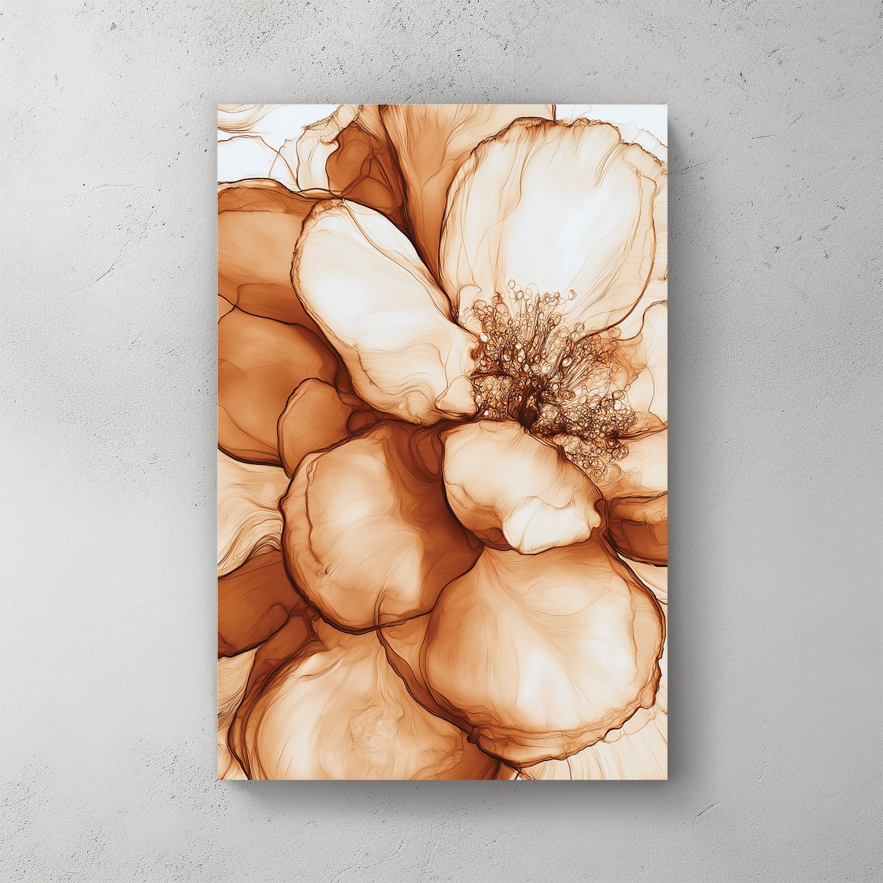 sepia floral close-up wall art with delicate petal detail
