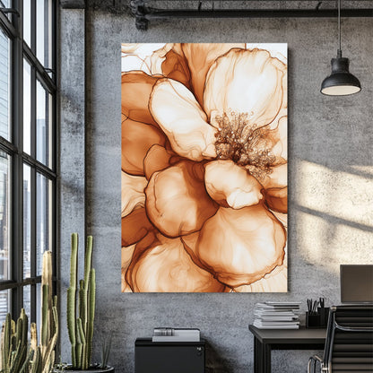 sepia floral close-up wall art with delicate petal detail