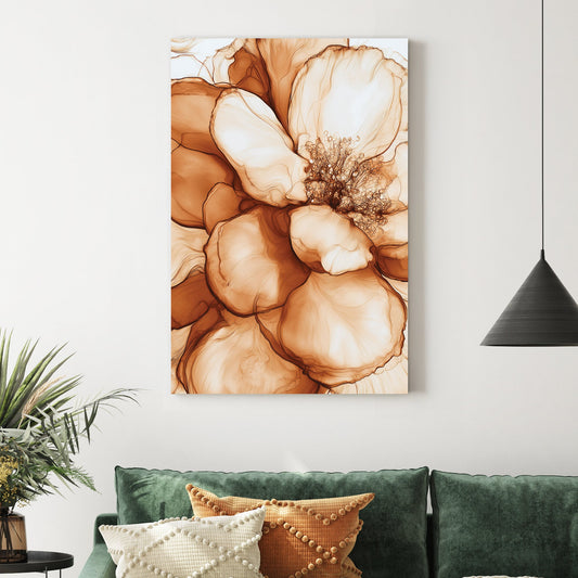 sepia floral close-up wall art with delicate petal detail