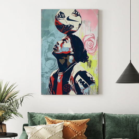 ronaldinho balancing soccer ball pop art wall art