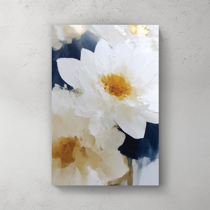 white flower painting with gold accents floral wall art