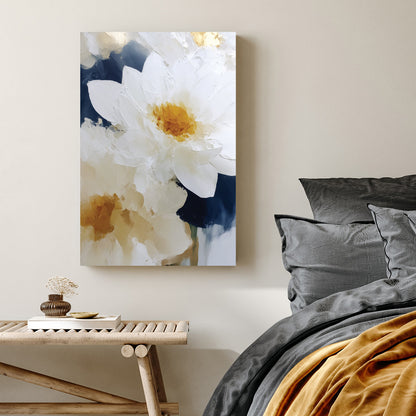 white flower painting with gold accents floral wall art