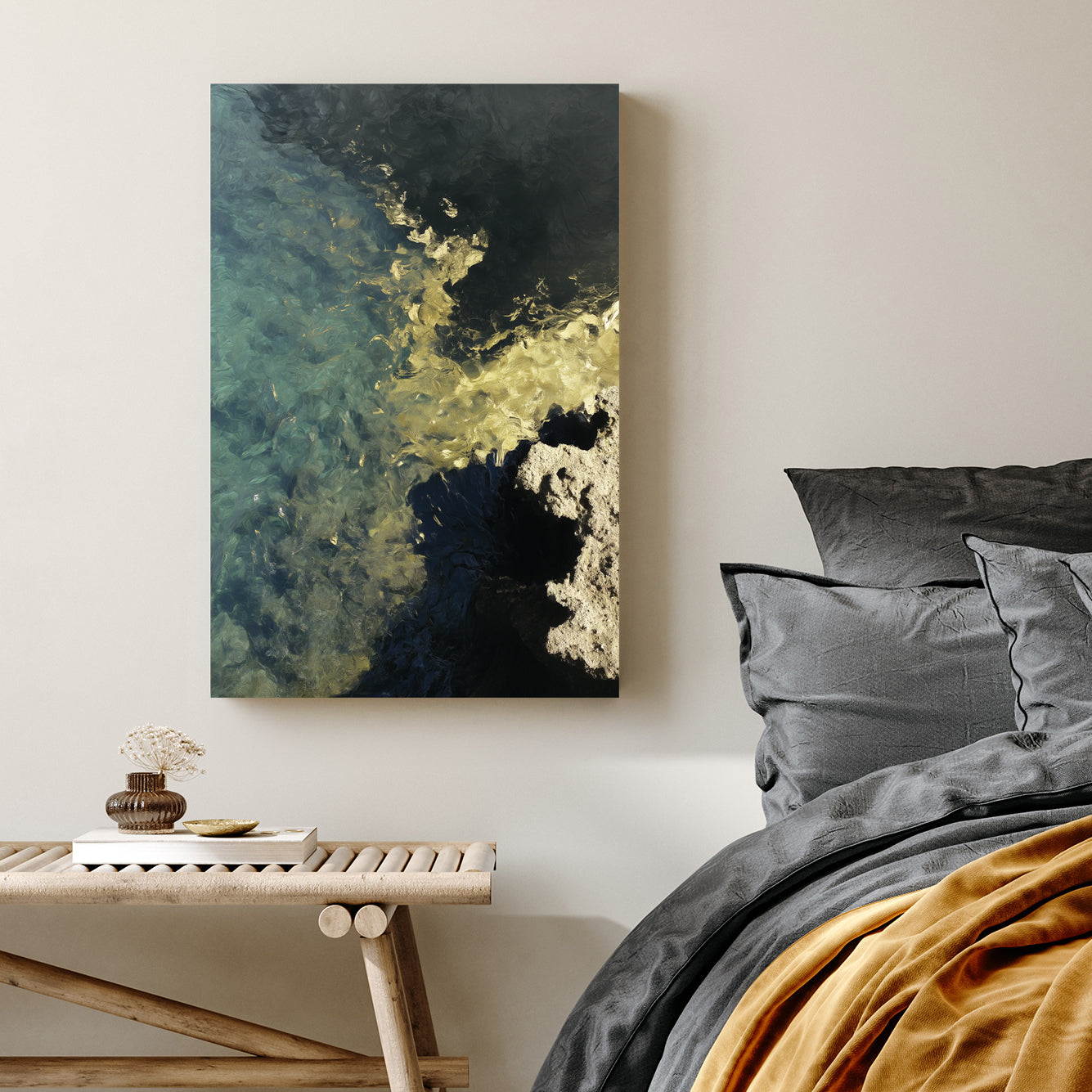 abstract coastal water reflection wall art