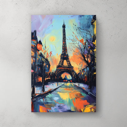 paris eiffel tower abstract wall art with vibrant brushstrokes