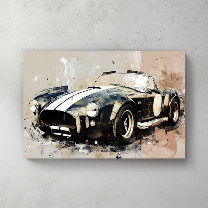 shelby cobra racing car wall art in abstract painterly style
