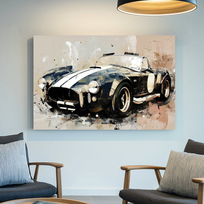 shelby cobra racing car wall art in abstract painterly style