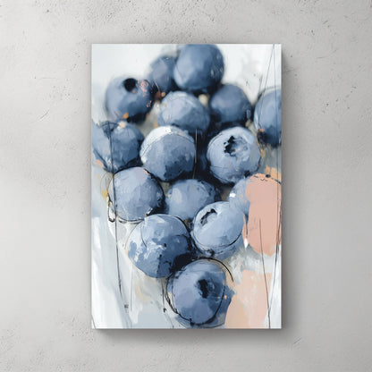 blueberry themed wall art in modern painterly style