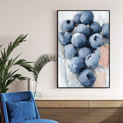blueberry themed wall art in modern painterly style
