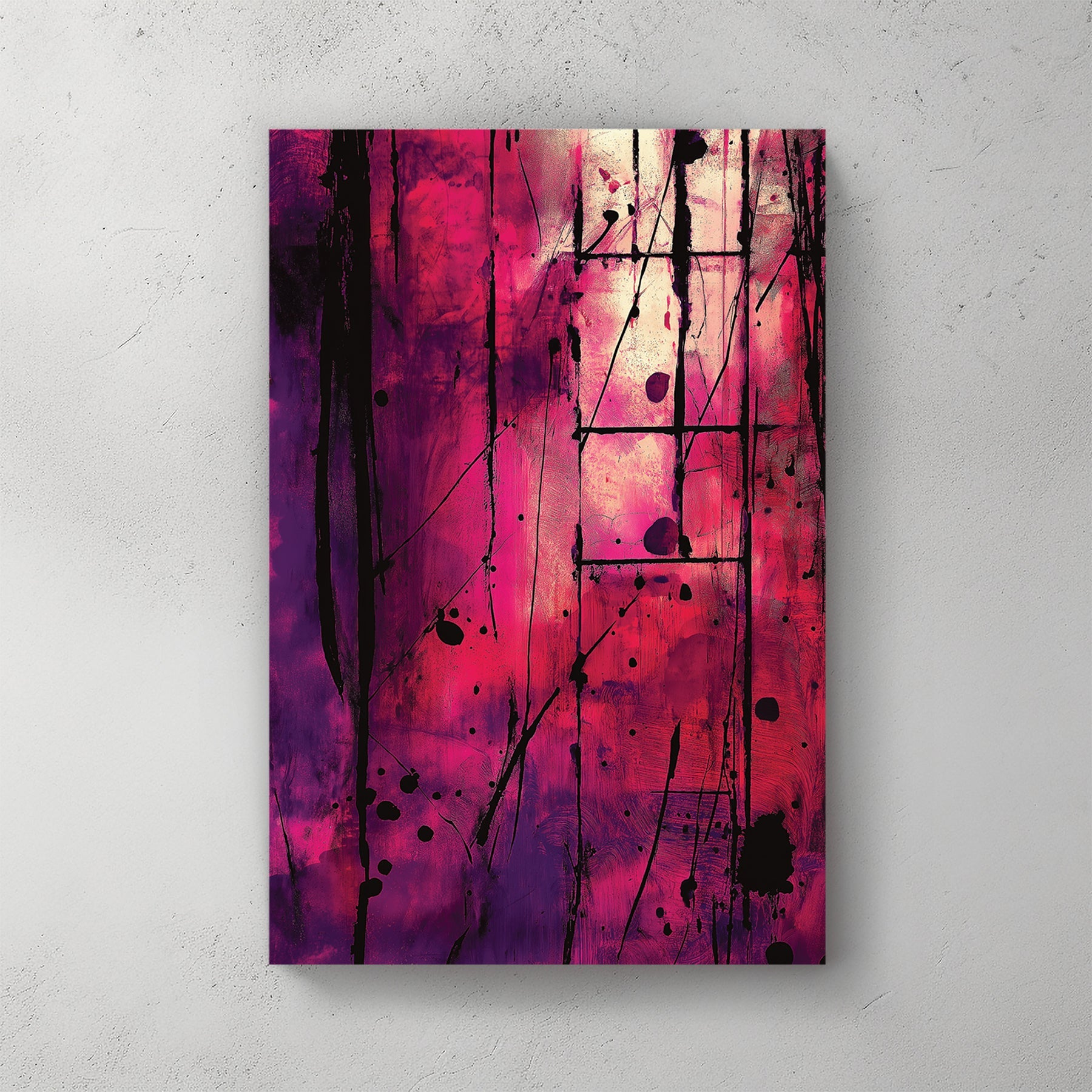 bold pink and black abstract wall art