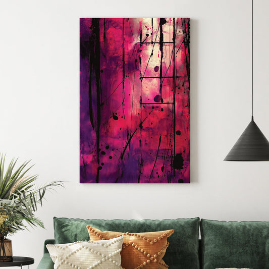 bold pink and black abstract wall art