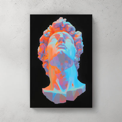 neon coloured david sculpture wall art