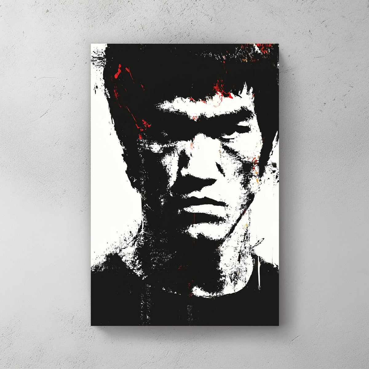 black and white Bruce Lee abstract portrait wall art