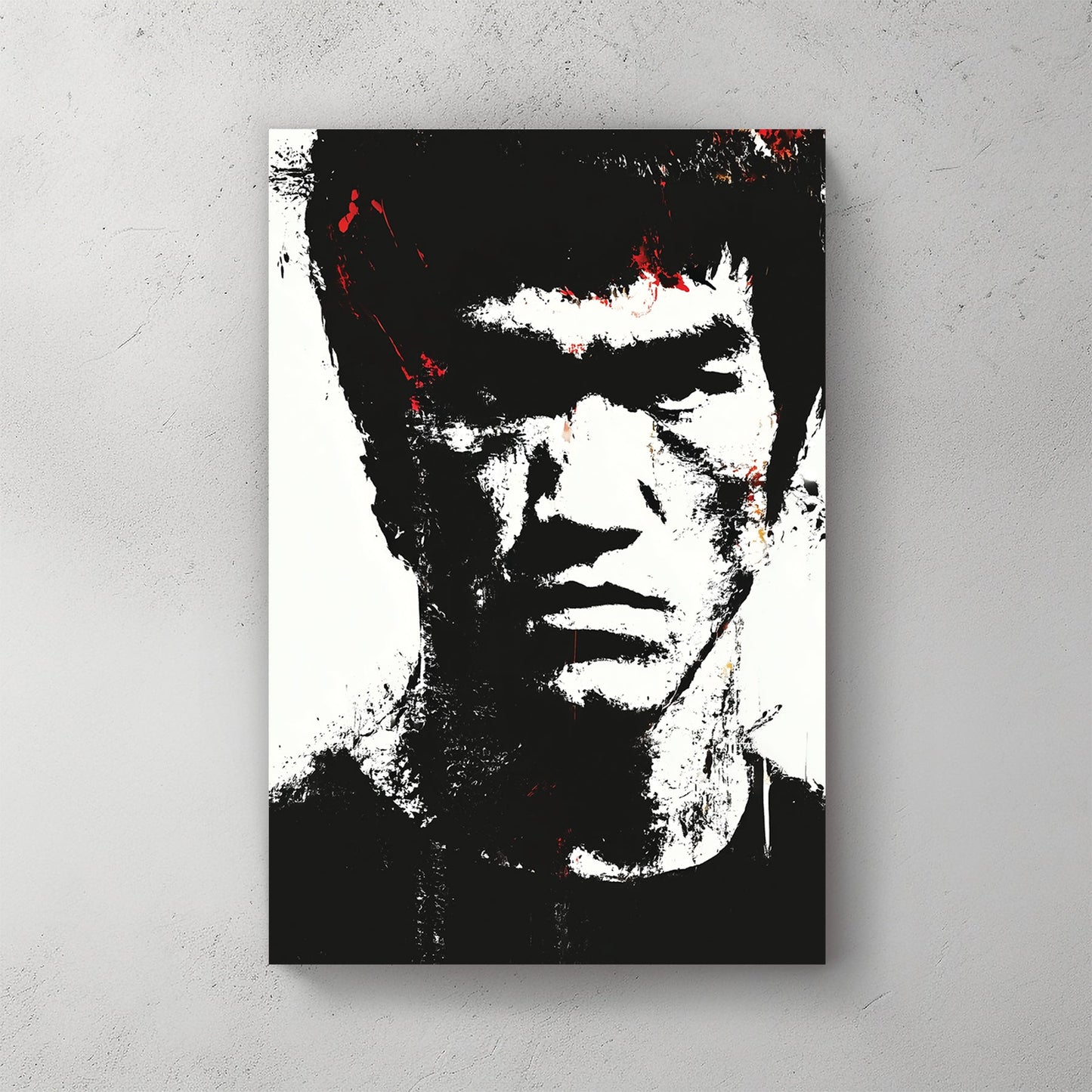 black and white Bruce Lee abstract portrait wall art