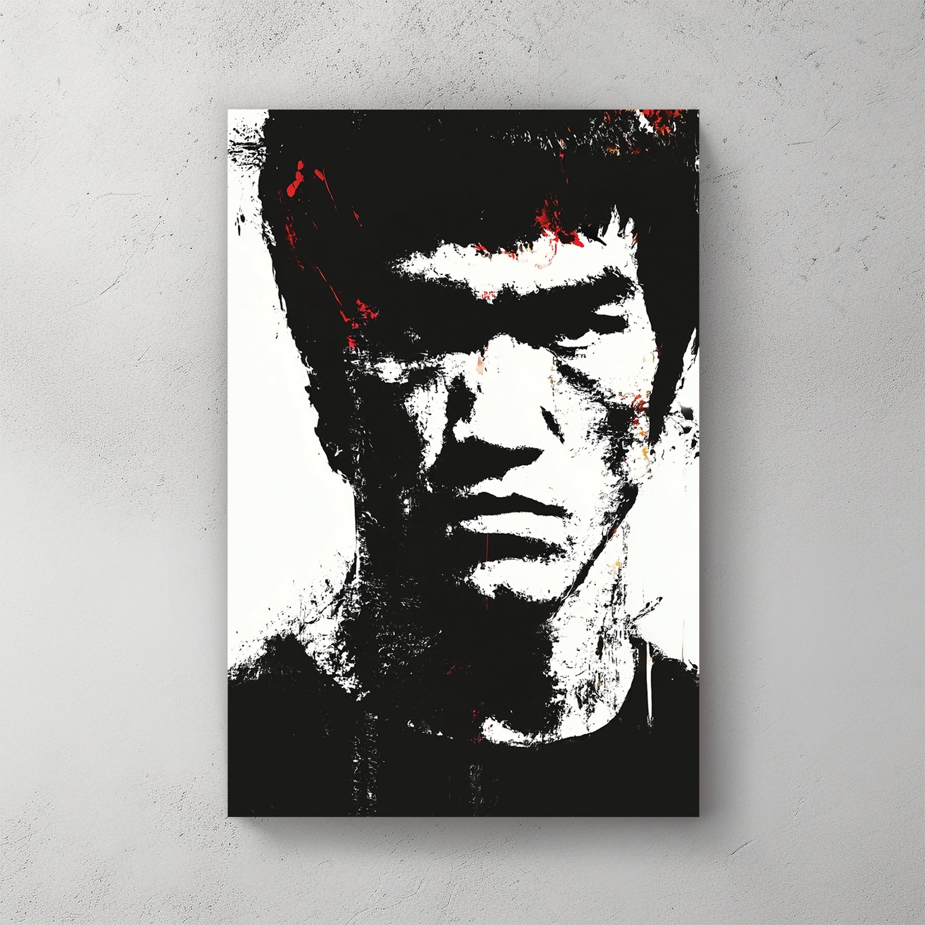black and white Bruce Lee abstract portrait wall art