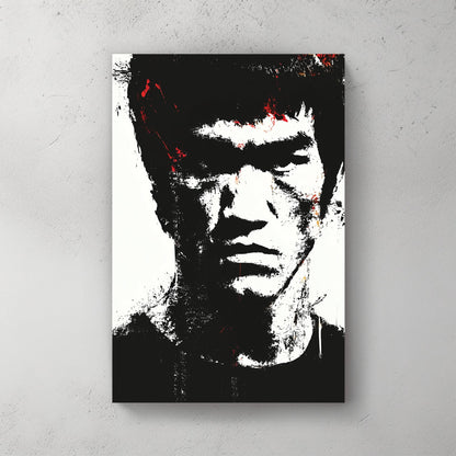black and white Bruce Lee abstract portrait wall art
