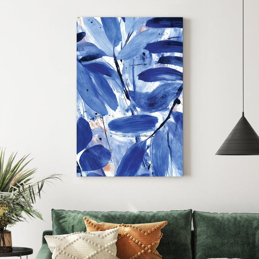 modern blue abstract botanical painting