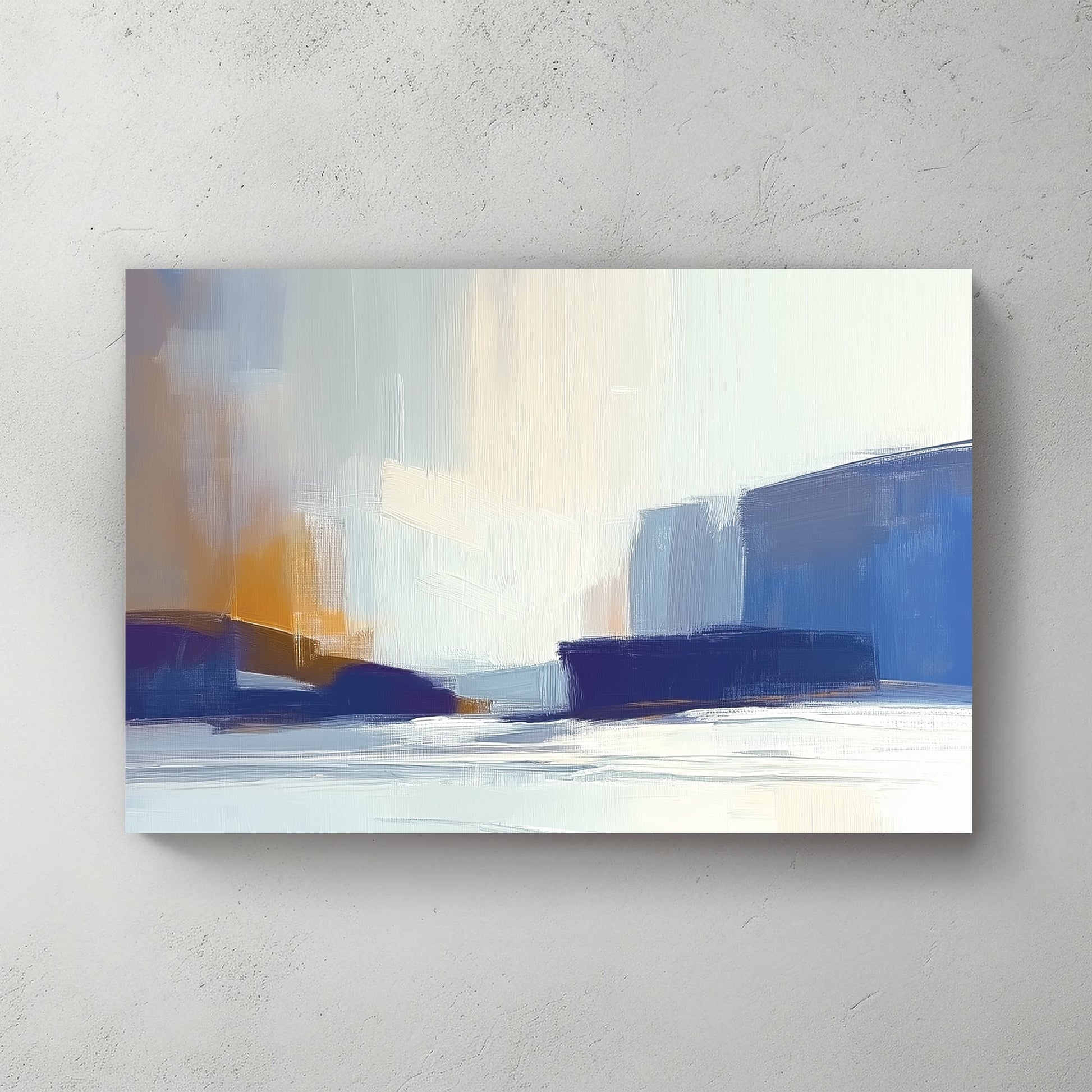 minimalist abstract coastal wall art in soft blue and beige tones