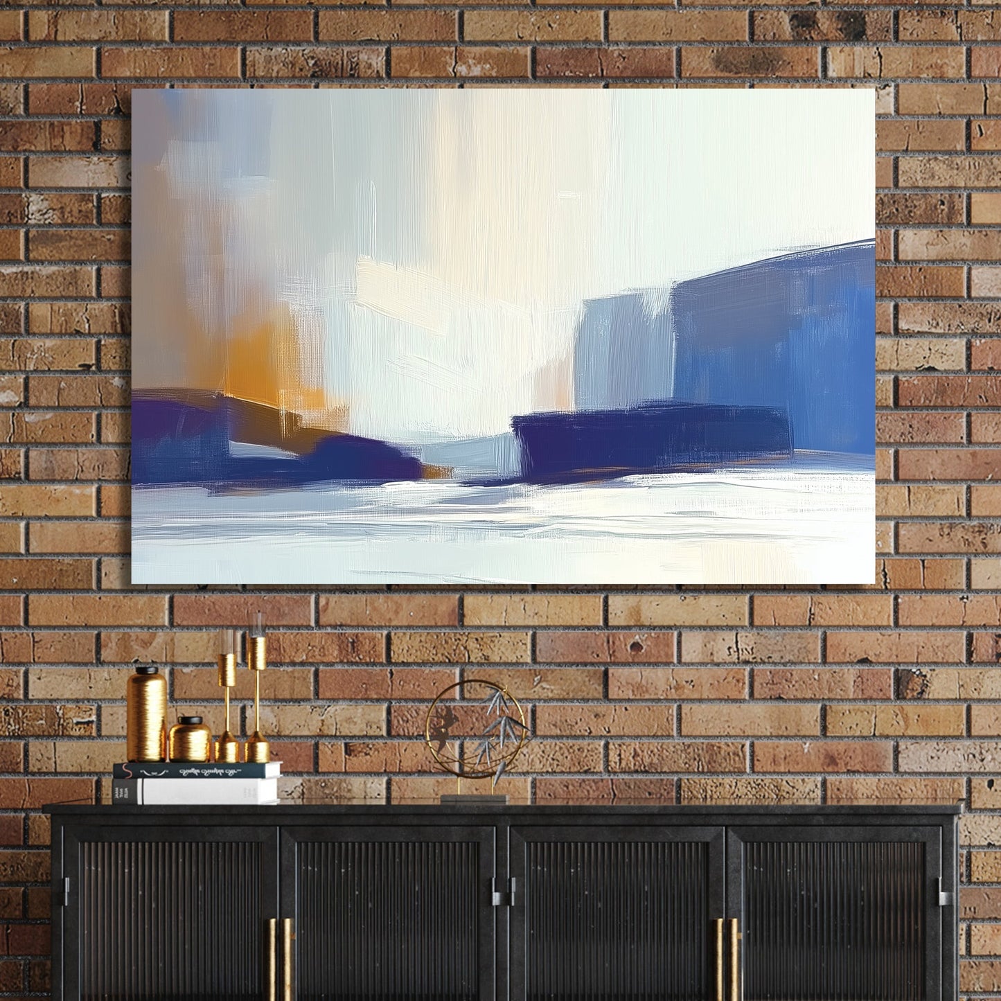 minimalist abstract coastal wall art in soft blue and beige tones