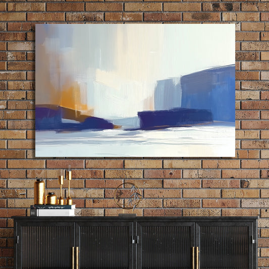 minimalist abstract coastal wall art in soft blue and beige tones