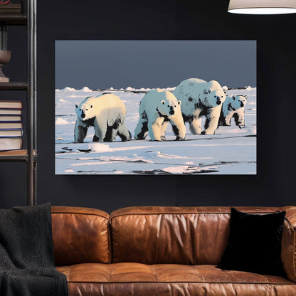 polar bear family wall art on icy landscape