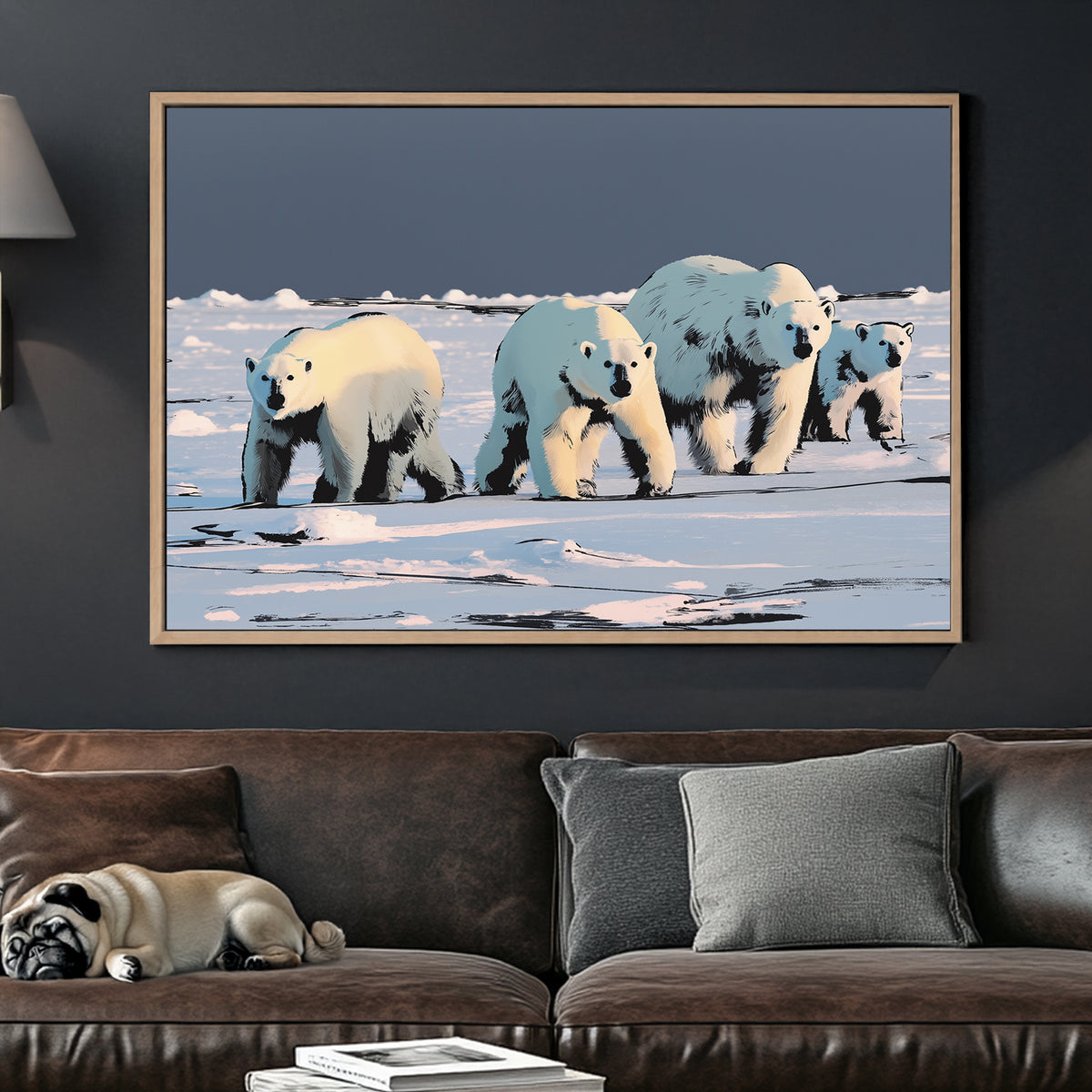 polar bear family wall art on icy landscape