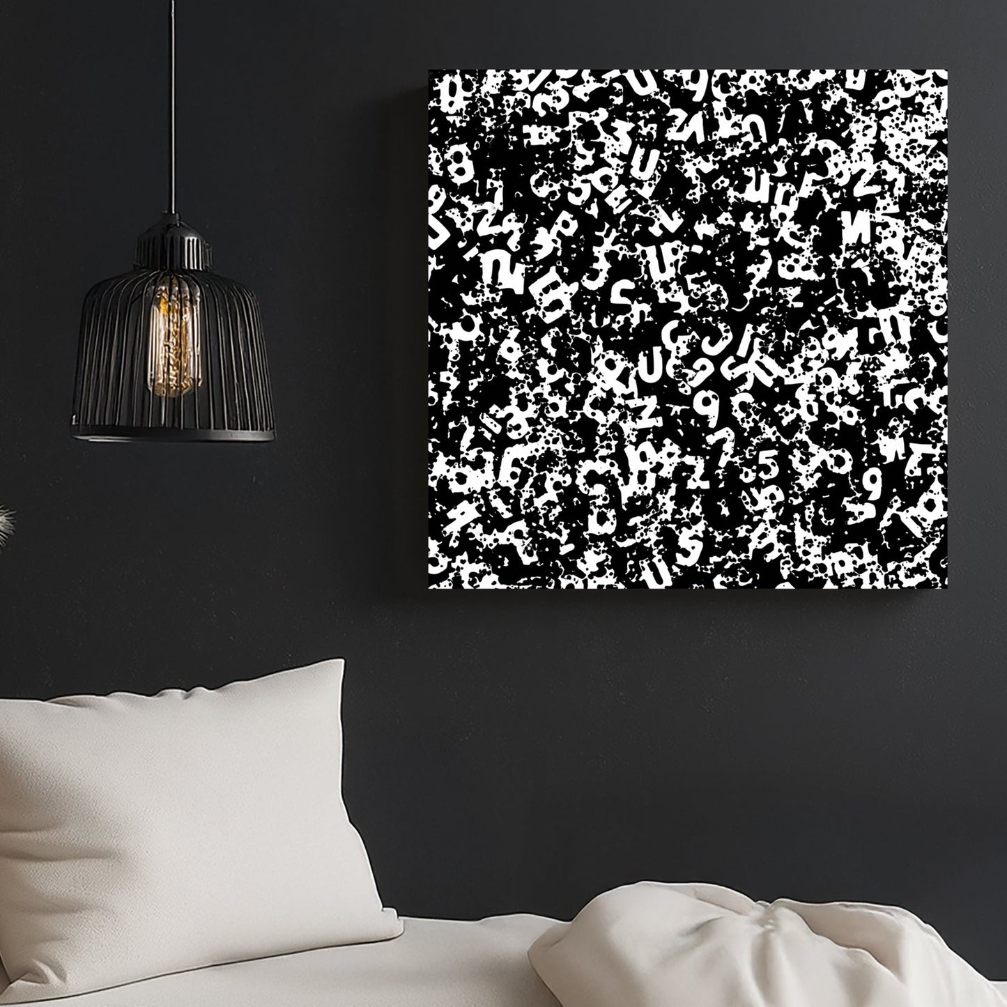 black and white abstract wall art with digital textures