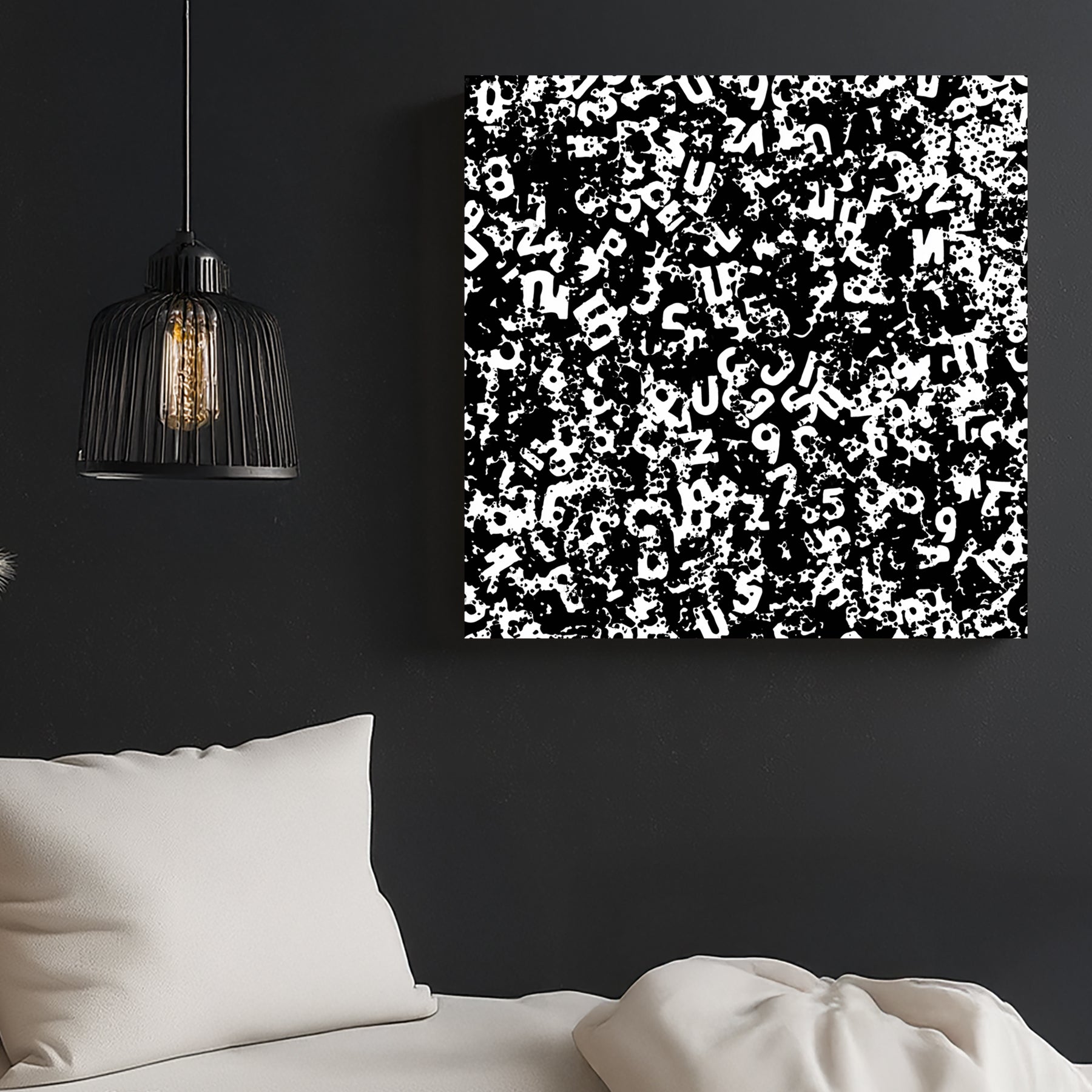 black and white abstract wall art with digital textures