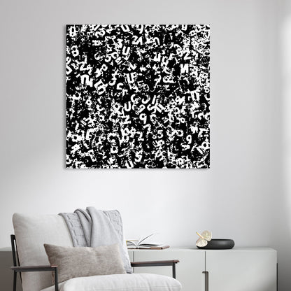 black and white abstract wall art with digital textures