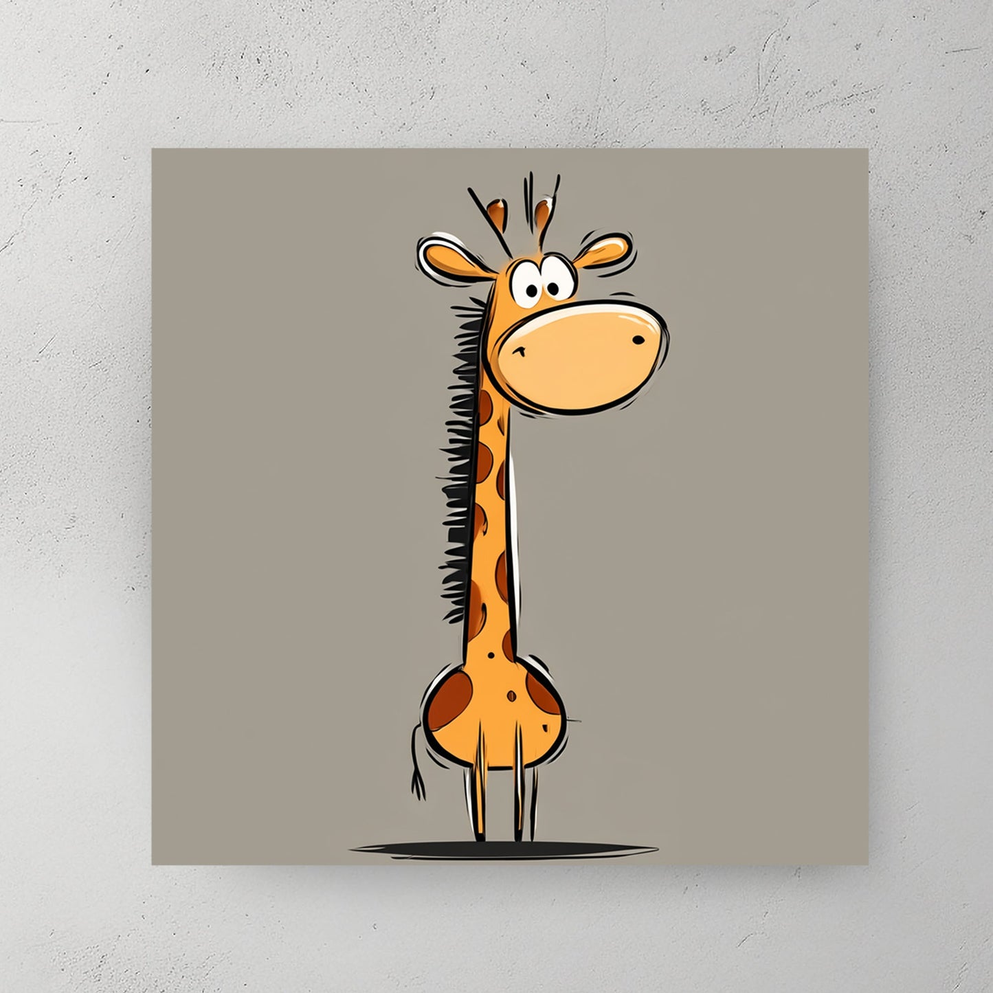 funny cartoon giraffe wall art with minimal background