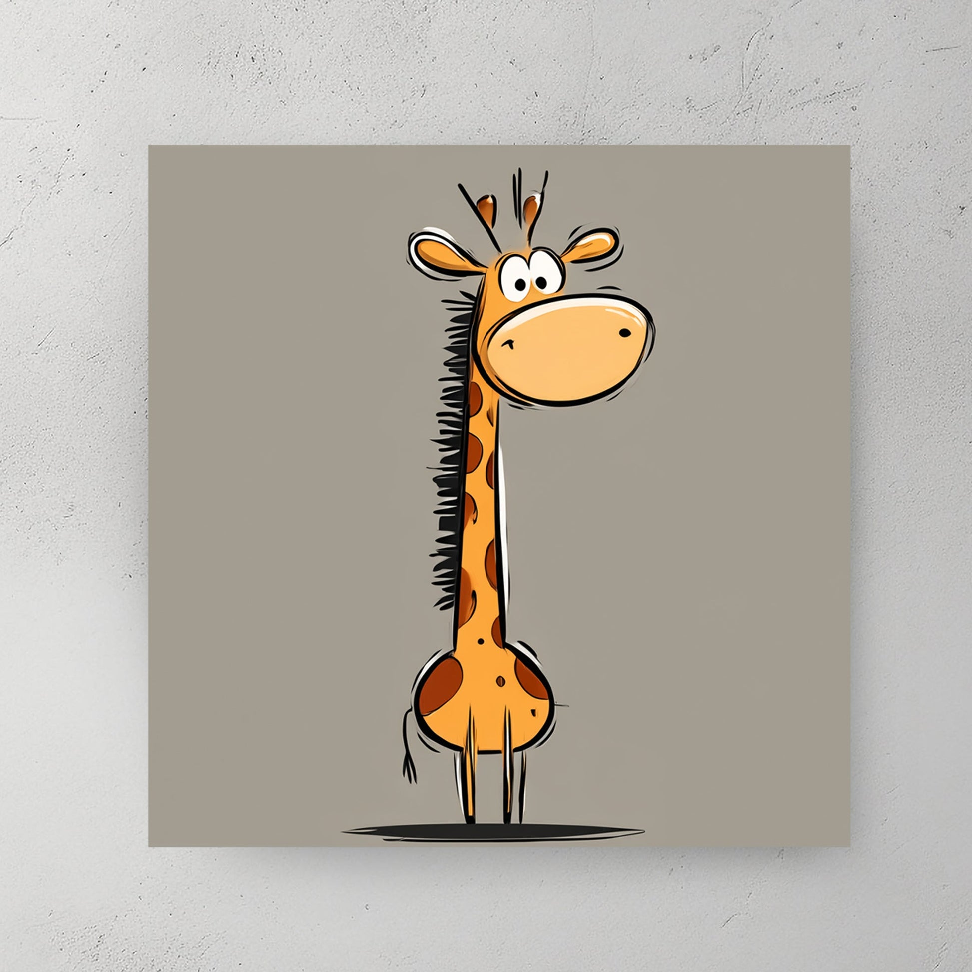 funny cartoon giraffe wall art with minimal background