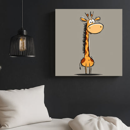funny cartoon giraffe wall art with minimal background