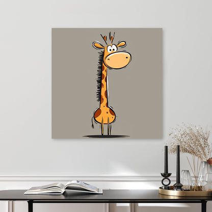 funny cartoon giraffe wall art with minimal background
