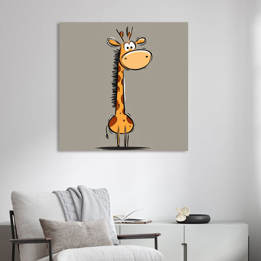 funny cartoon giraffe wall art with minimal background
